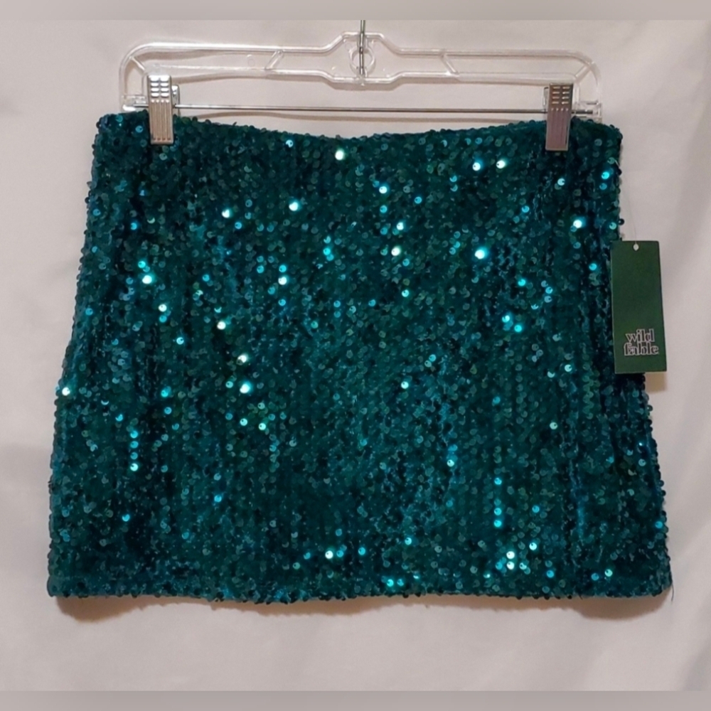 Wild Fable Dark Greenl Sequin Mini Skirt